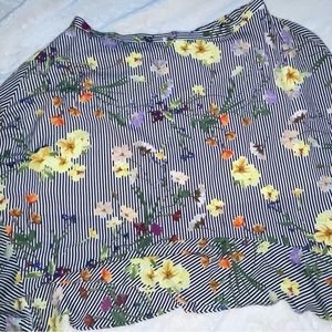 Floral striped skirt knee length
